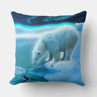 Polar Bear & Arctic Penguin Aurora Kunstmuseum Kissen