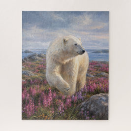 Polar Bear Arctic Tundra Wildflower Art