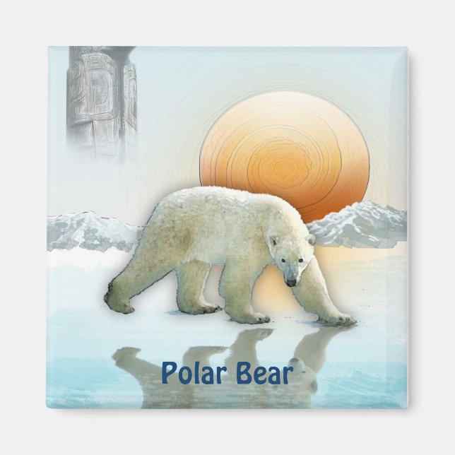Polar Bear Arctic Wildlife Art Magnet (Vorne)