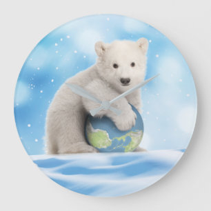 Polar Bear Arctic World Clock Große Wanduhr