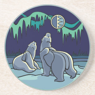 Polar Bear Art Gönnt Native Art Wildlife Untersetz Getränkeuntersetzer