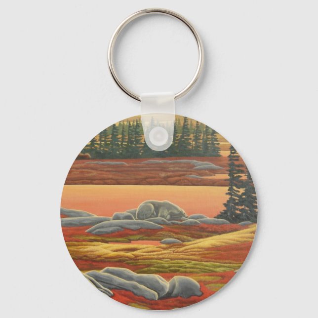 Polar Bear Art Key Chain Canadian Wildlife Geschen Schlüsselanhänger (Vorderseite)