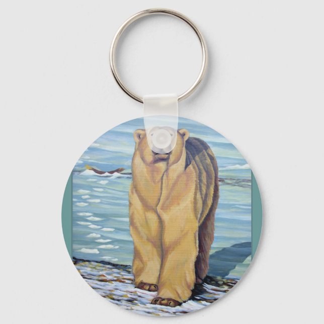 Polar Bear Art Key Chain Canadian Wildlife Geschen Schlüsselanhänger (Vorderseite)