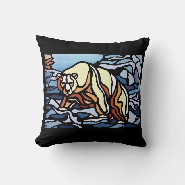 Polar Bear Art Pillow First Nations Bears Kissen (Vorderseite)