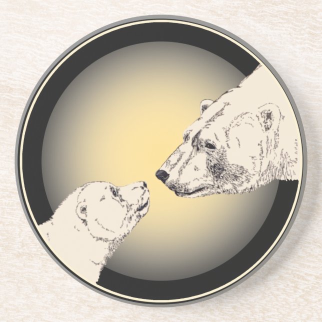 Polar Bear Art Untersetzer Bear & Cub Untersetzer (Vorne)