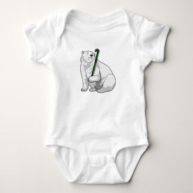 Polar bear at Hockey with Hockey stick Baby Strampler (Vorderseite)