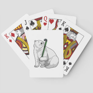 Polar bear at Hockey with Hockey stick Spielkarten