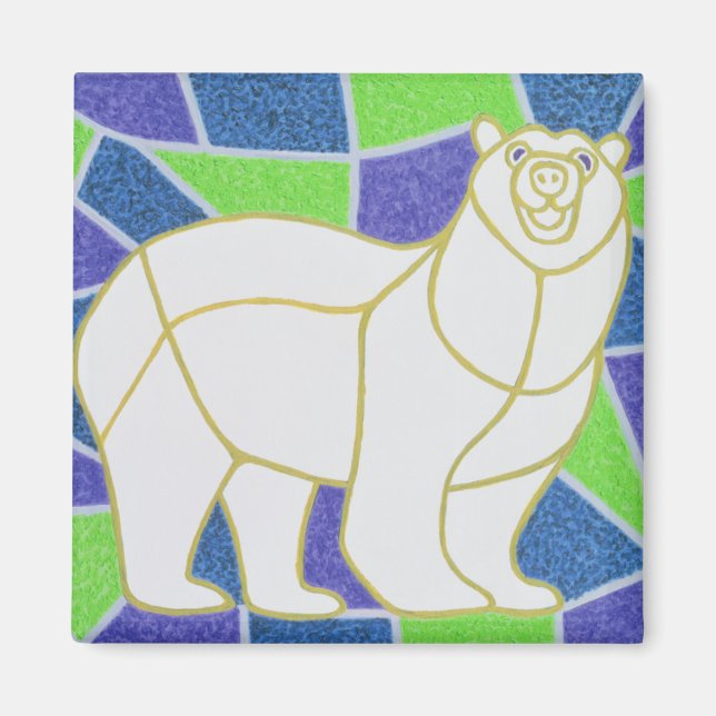Polar Bear auf festem Glas Magnet (Vorne)