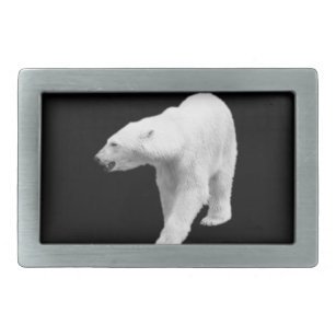 Polar Bear auf schwarz Rechteckige Gürtelschnalle