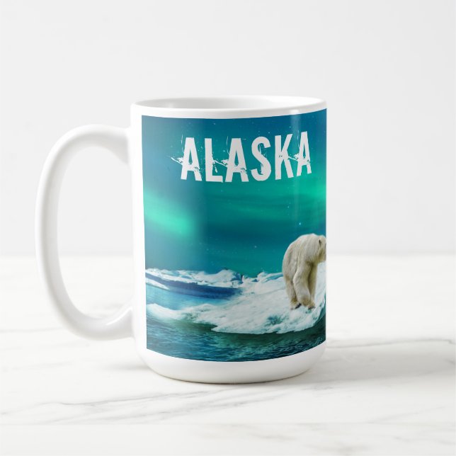Polar Bear Aurora Borealis Alaska Tasse (Links)