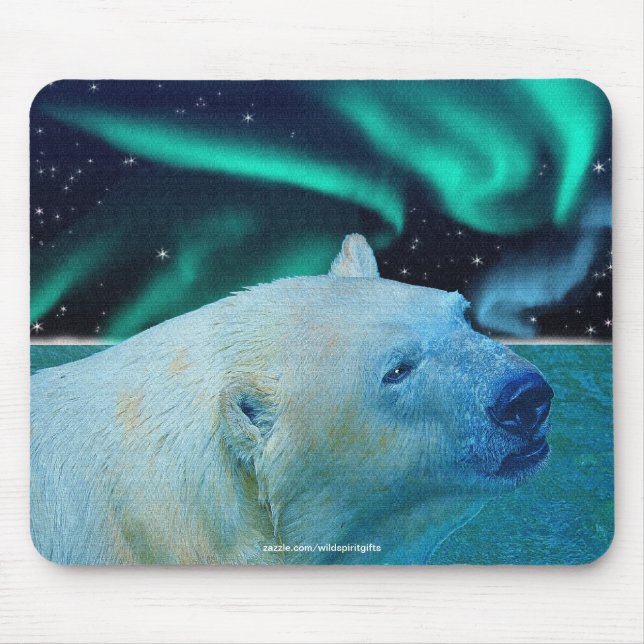 Polar Bear & Aurora Borealis Art Mousepad (Vorne)
