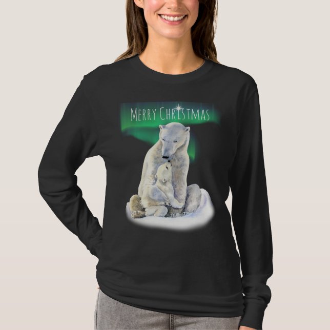 Polar Bear & Baby Christmas T - Shirt (Vorderseite)