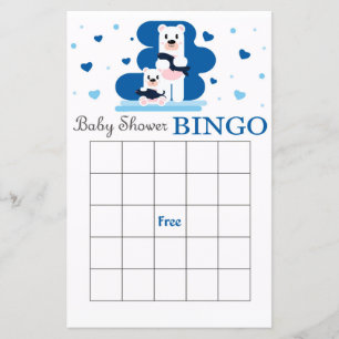 Polar bear baby dusche bingcard