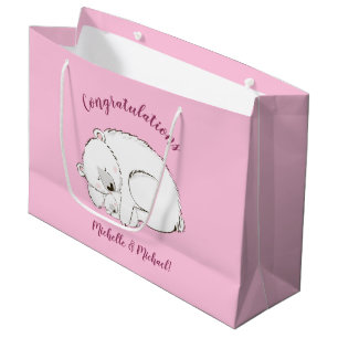Polar Bear Baby Dusche Pink Girl Große Geschenktüte