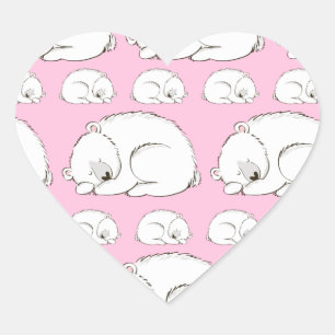Polar Bear Baby Dusche Pink Girl Herz-Aufkleber