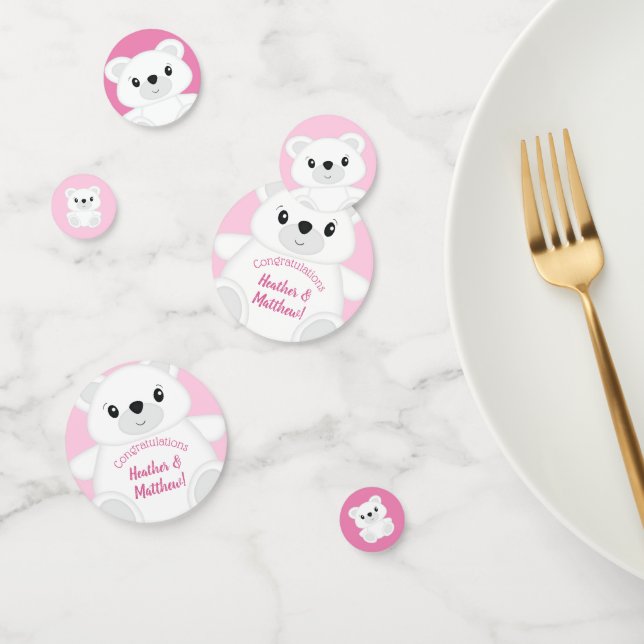 Polar Bear Baby Dusche Pink Konfetti (Gruppe)