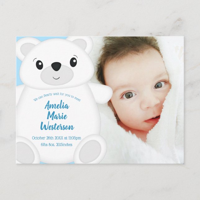 Polar Bear Baby Dusche Postkarte (Vorderseite)