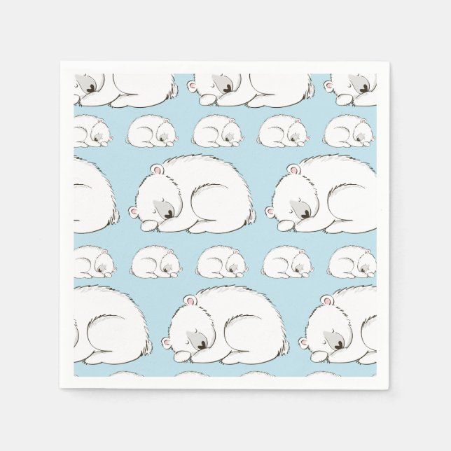 Polar Bear Baby Dusche Winter Blue Boy Serviette (Vorderseite)