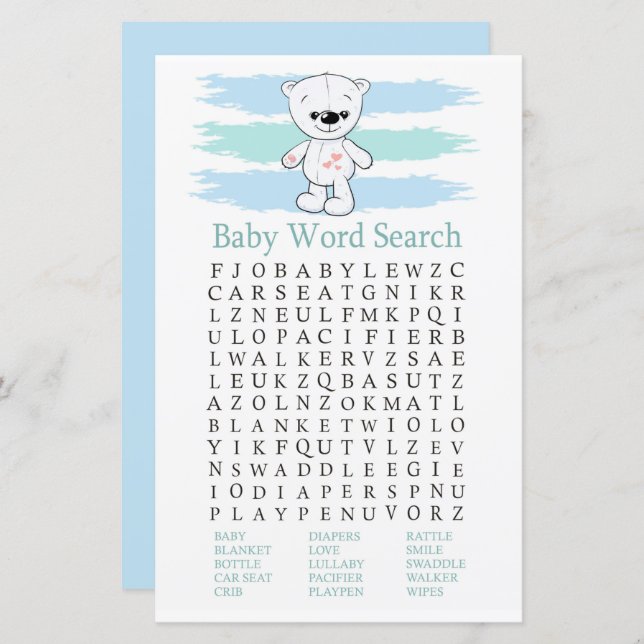 Polar bear Baby Shooter Word Search Game (Vorne/Hinten)