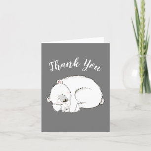 Polar Bear Baby Shower Winter Gray Gender Neutral Dankeskarte