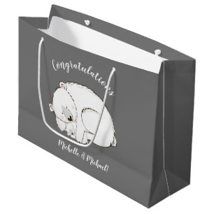 Polar Bear Baby Shower Winter Gray Gender Neutral Große Geschenktüte