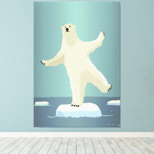 Polar Bear Balancing on Iceberg Artwork Leinwanddruck