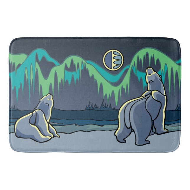 Polar Bear Bathmat Native Art Bath Dekoration indi Badematte (Vorderseite)