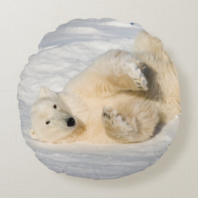 Polar Bear bei Hudson Bay Rundes Kissen (Vorderseite)