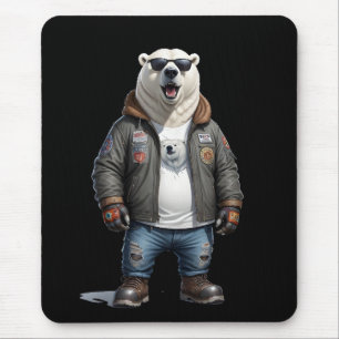 Polar Bear Biker Rebel Leather Jacket Cool Urban Mousepad