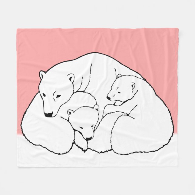 Polar Bear Blanket Mother & Twin Bären Cube Blanke Fleecedecke (Vorderseite (Horizontal))