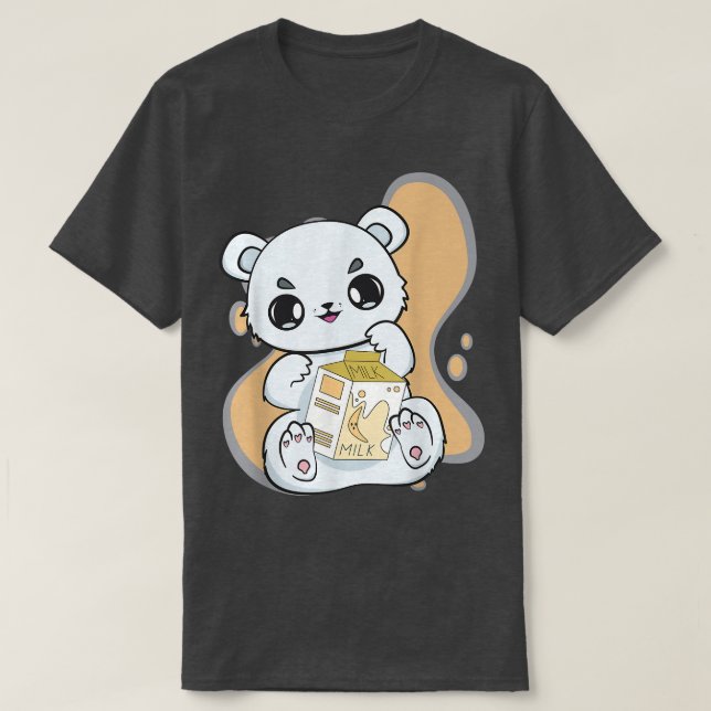 Polar Bear Boba Niedlich Anime Kawaii Pearl Banana T-Shirt (Design vorne)