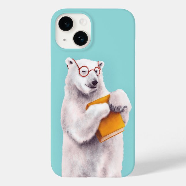 Polar Bear Book Lover Nerdy Case-Mate iPhone 14 Hülle (Rückseite)