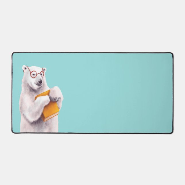 Polar Bear Book Lover Nerdy Schreibtischunterlage (Vorderseite)