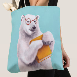 Polar Bear Book Lover Nerdy Tasche