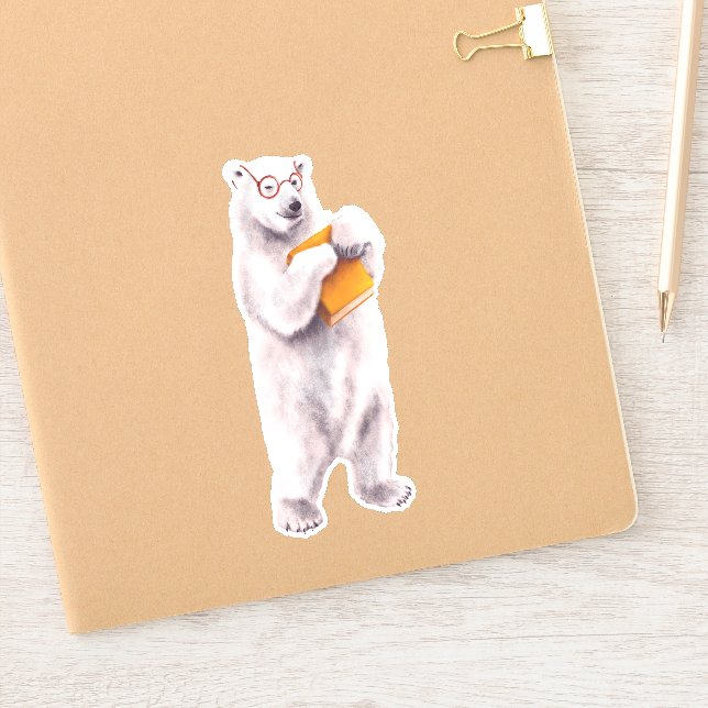 Polar Bear Book Lover - Niedliches Geek Animal Aufkleber (Notizbuch)