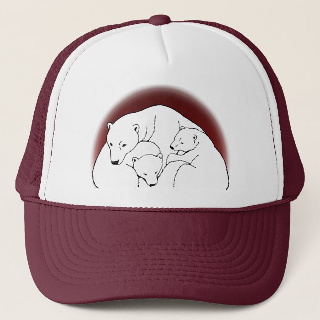 Polar Bear Caps Hats Wildlife Bären Cubs Art Hat Truckerkappe (Vorderseite)