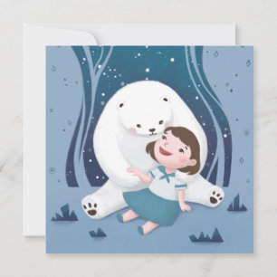 Polar Bear & Child Illustration Feiertagskarte