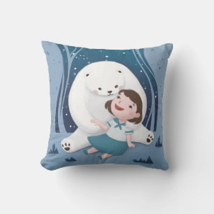 Polar Bear & Child Illustration Kissen