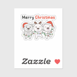 Polar Bear Christmas Animals Polar Bears Merry Aufkleber