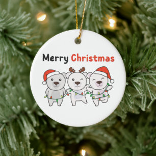 Polar Bear Christmas Animals Polar Bears Merry Keramik Ornament