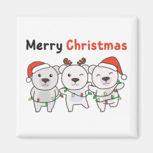 Polar Bear Christmas Animals Polar Bears Merry Magnet