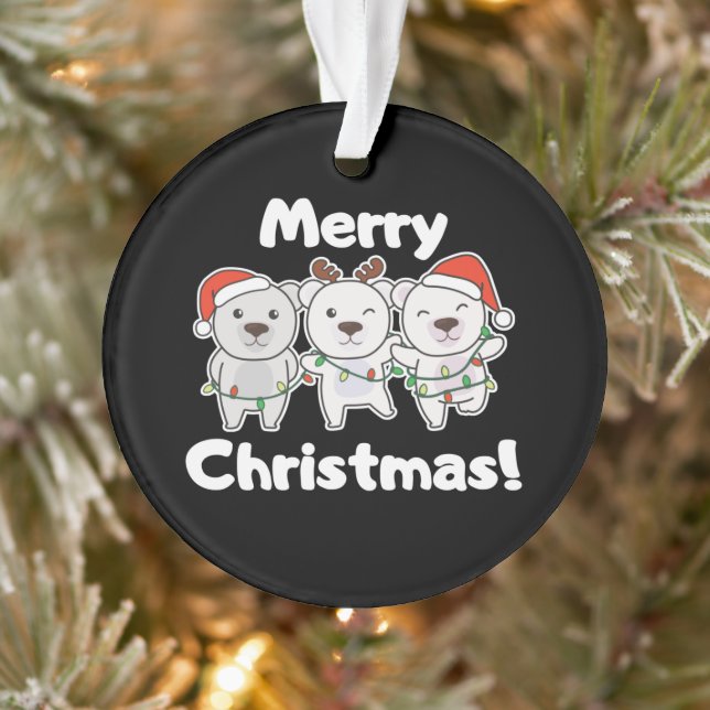 Polar Bear Christmas Animals Polar Bears Merry Ornament (Baum)