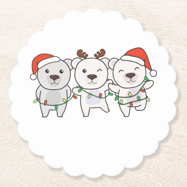 Polar Bear Christmas Animals Untersetzer (Vorderseite)