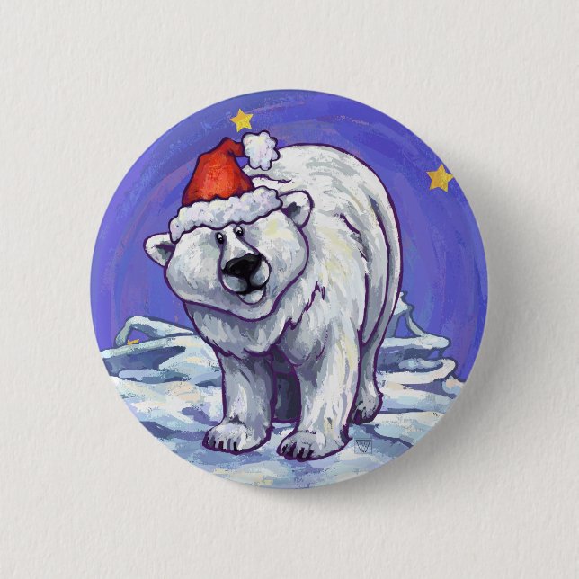 Polar Bear Christmas Button (Vorderseite)