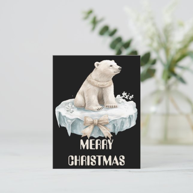 Polar Bear Christmas Card Feiertagskarte (Stehend Vorderseite)
