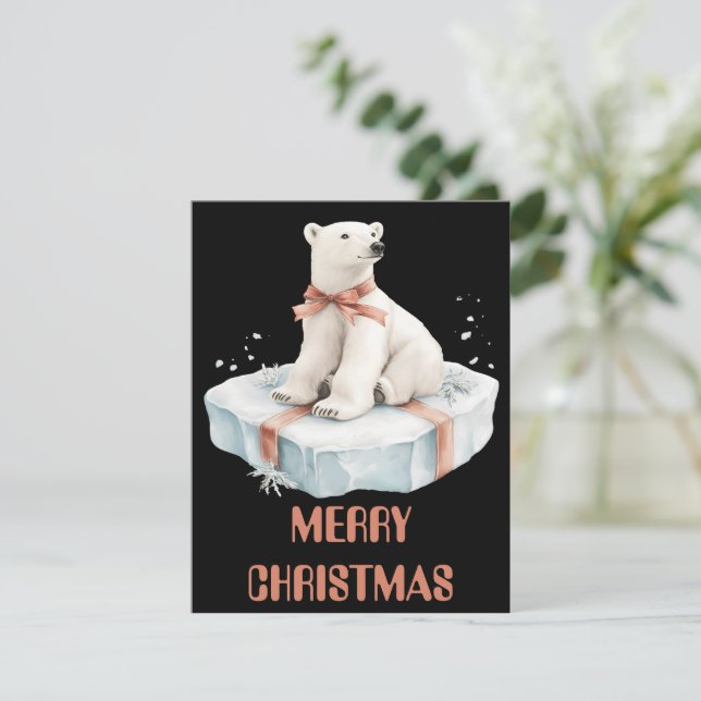 Polar Bear Christmas Card Feiertagskarte (Stehend Vorderseite)