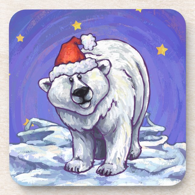 Polar Bear Christmas Getränkeuntersetzer (Vorderseite)