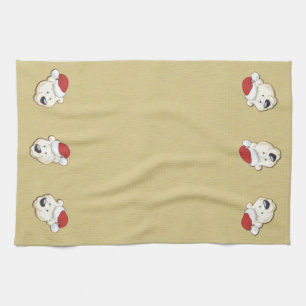 Polar Bear Christmas Gold Küchentuch