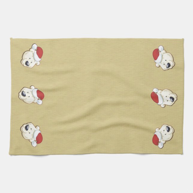 Polar Bear Christmas Gold Küchentuch (Horizontal)