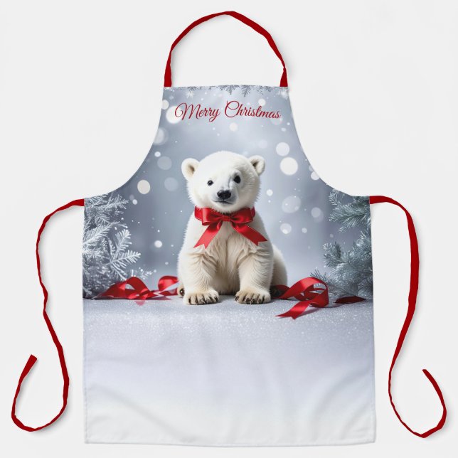 Polar Bear Christmas Holiday Apron Schürze (Vorderseite)